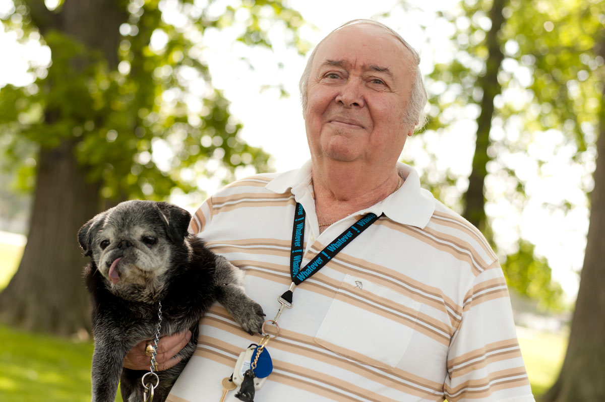 resident with dog